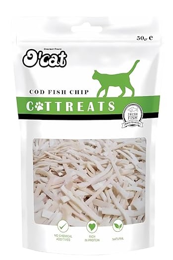 Pets Empire O'cat Dental & Training Cat Treats for All Life Stages of Cat (Cod Fish Chip)